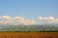 Almaty countryside landscape with plown fields