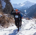 ALMATY, KAZAKHSTAN - APRIL 09, 2017: Amateur competitions - Mountain half-marathon, in the foothills of Almaty, on the