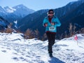 ALMATY, KAZAKHSTAN - APRIL 09, 2017: Amateur competitions - Mountain half-marathon, in the foothills of Almaty, on the