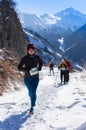 ALMATY, KAZAKHSTAN - APRIL 09, 2017: Amateur competitions - Mountain half-marathon, in the foothills of Almaty, on the