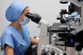 Almaty / Kazakhstan - 02.13.2019 : Artificial insemination clinic. Embryologists perform tests with human eggs