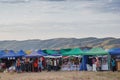 Souvenir market in the open air in festival Foure. Fair, outdoor handmade goods bazaar Royalty Free Stock Photo