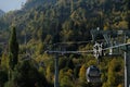 Almaty / Kazakhstan - 09.23.2020 : Cable car among the mountains and hills of Shymbulak