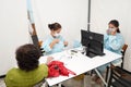 Almaty, Kazakhstan - 08.11.2021 : Doctors check the pressure and temperature before vaccination