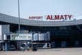 Almaty / Kazakhstan - 08.27.2018 : Entrance to the international airport building