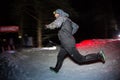 ALMATY, KAZAKHSTAN - 18 FEBRUARY 2017: Night competitions in the foothills of the city of Almaty, in the Trailrunning