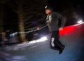 ALMATY, KAZAKHSTAN - 18 FEBRUARY 2017: Night competitions in the foothills of the city of Almaty, in the Trailrunning