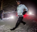 ALMATY, KAZAKHSTAN - 18 FEBRUARY 2017: Night competitions in the foothills of the city of Almaty, in the Trailrunning