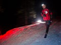 ALMATY, KAZAKHSTAN - 18 FEBRUARY 2017: Night competitions in the foothills of the city of Almaty, in the Trailrunning