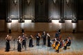 Almaty, Kazakhstan - 11.15.2020 : A group of musicians plays instruments. Performance of symphonic music