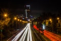 ALMATY, KAZAKHSTAN - MAY 6: Almaty city night view, Al-Farabi av Royalty Free Stock Photo