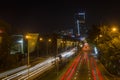 ALMATY, KAZAKHSTAN - MAY 6: Almaty city night view, Al-Farabi av Royalty Free Stock Photo