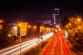 ALMATY, KAZAKHSTAN - MAY 6: Almaty city night view, Al-Farabi av Royalty Free Stock Photo