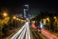 ALMATY, KAZAKHSTAN - MAY 6: Almaty city night view, Al-Farabi av Royalty Free Stock Photo