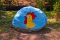 Almaty, Kazakhstan - May 1, 2019: Painted rock in the city