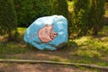 Almaty, Kazakhstan - May 1, 2019: Painted rock in the city