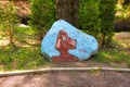 Almaty, Kazakhstan - May 1, 2019: Painted rock in the city