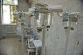 Almaty / Kazakhstan - 05.15.2012 : Medical solution. Plasma replacement agent. The IV stands in the ward against the background of