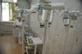 Almaty / Kazakhstan - 05.15.2012 : Medical solution. Plasma replacement agent. The IV stands in the ward against the background of