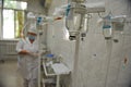 Almaty / Kazakhstan - 05.15.2012 : Medical solution. Plasma replacement agent. The IV stands in the ward against the background of