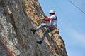 Almaty, Kazakhstan - 04.27.2013 : The passage of a climbing trail. Eco-festival on the banks of the Ili River