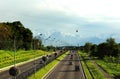 Almaty, Kazakhstan, view to the Eastern Bypass Highway and Cableway Royalty Free Stock Photo