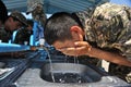 Almaty / Kazakhstan - 05.17.2012 : Washbasin in the field for soldiers. Combat training of recruits