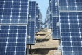 Almaty, Kazakhstan - 03.11.2016 : Wires connecting the solar panels to each other at the station