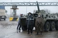 Almaty / Kazakhstan - 04.09.2020 : Work of the police and medics at the checkpoint before entering the city of Almaty during the