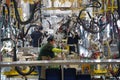 Almaty, Kazakhstan - 02.15.2022 : The worker applies an adhesive agent for soldering car parts. Hyundai Factory