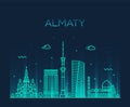 Almaty skyline city Kazakhstan vector linear style