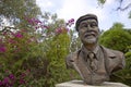 The Almeda Gardens - Botanic Gardens in Gibraltar with the bust of an old man against a natural garden background