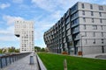 Almere, Netherlands - May 5, 2015: Exterior of modern apartment buildings in Almere.