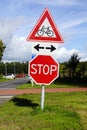 Dutch traffic sign sating to stop for a cycle track.