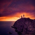 Almeria Cabo de Gata lighthouse sunset in Spain Royalty Free Stock Photo
