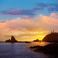 Almeria Cabo de Gata lighthouse sunset in Spain Royalty Free Stock Photo