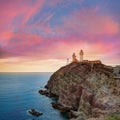 Almeria Cabo de Gata lighthouse sunset in Spain Royalty Free Stock Photo