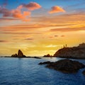 Almeria Cabo de Gata lighthouse sunset in Spain Royalty Free Stock Photo