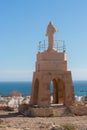 ALMERIA, SPAIN - 23 FEBRUARY 2024 Sculpture of the Sacred Heart of Jesus on the hill of San Cristobal in the Spanish city of Royalty Free Stock Photo