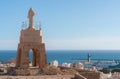 ALMERIA, SPAIN - 23 FEBRUARY 2024 Sculpture of the Sacred Heart of Jesus on the hill of San Cristobal in the Spanish city of Royalty Free Stock Photo