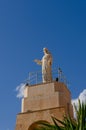 ALMERIA, SPAIN - 23 FEBRUARY 2024 Sculpture of the Sacred Heart of Jesus on the hill of San Cristobal in the Spanish city of Royalty Free Stock Photo