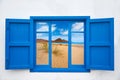 Almeria view from window of Cabo de Gata beach Royalty Free Stock Photo