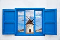 Almeria from window of Cabo de Gata windmill Royalty Free Stock Photo