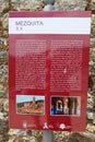 Informative poster next to the 10th century Mosque of Almonaster la Real. Huelva, Spain