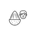 Almond, allergic face icon. Element of problems with allergies icon. Thin line icon for website design and development, app