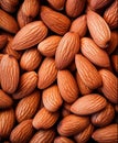 Almond background, top view texture, close up of nuts neap Royalty Free Stock Photo