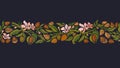 Almond border. Vector seamless strip. Branch, nut Royalty Free Stock Photo