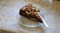 Almond brownie cake on the table Royalty Free Stock Photo