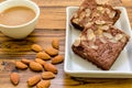 Almond Brownie for Coffee Background / Almond Brownie for Coffee / Chocolate Almond Brownie for Coffee Background