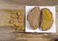 Almond butter and raw honey open sandwich Royalty Free Stock Photo